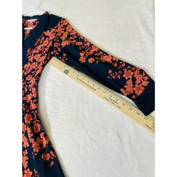 NANETTE Nanette Lepore Dress Women’s Size 2 Navy Floral Pintuck Fit and Flare - Picture 12 of 12